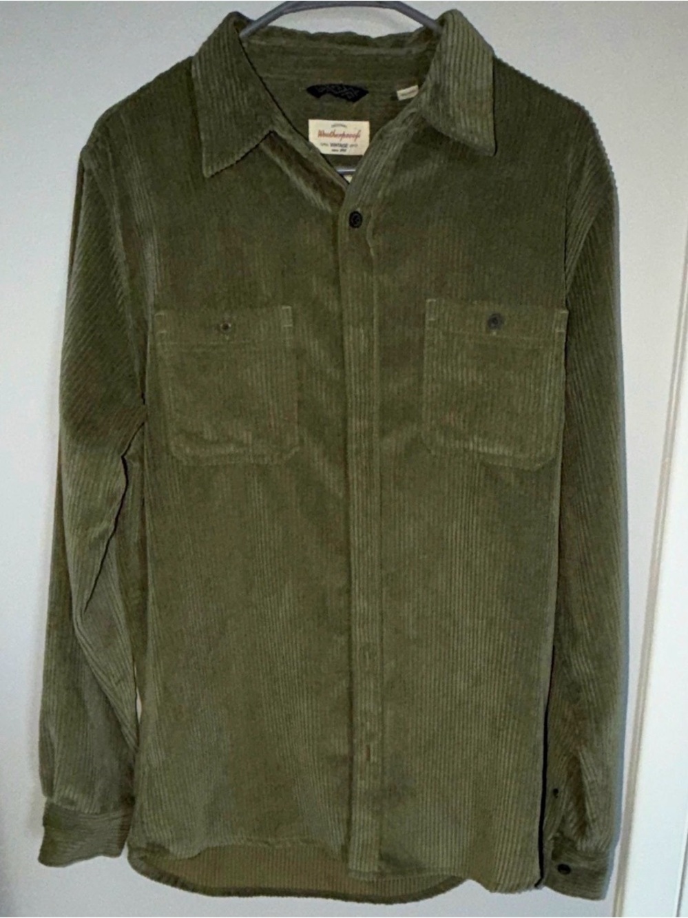 Weatherproof Olive Green Vintage Corduroy Shirt Jacket